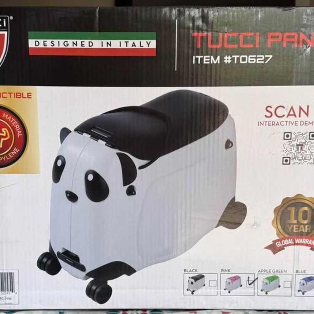 Tucci Kids Panda Ride-On Suitcase Travel Luggage. New. (PINK)